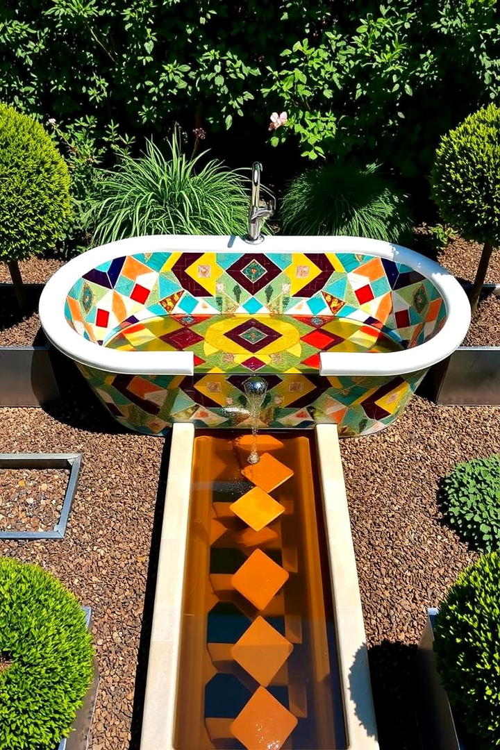 Modern Mosaic Masterpiece - 30 Outdoor Bathtub Ideas