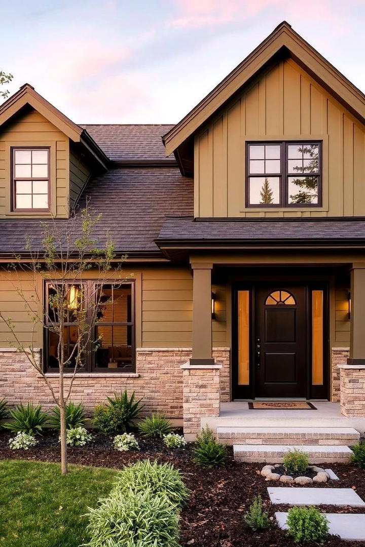 Modern Olive Accent - 21 Exterior House Colors  Inspiration