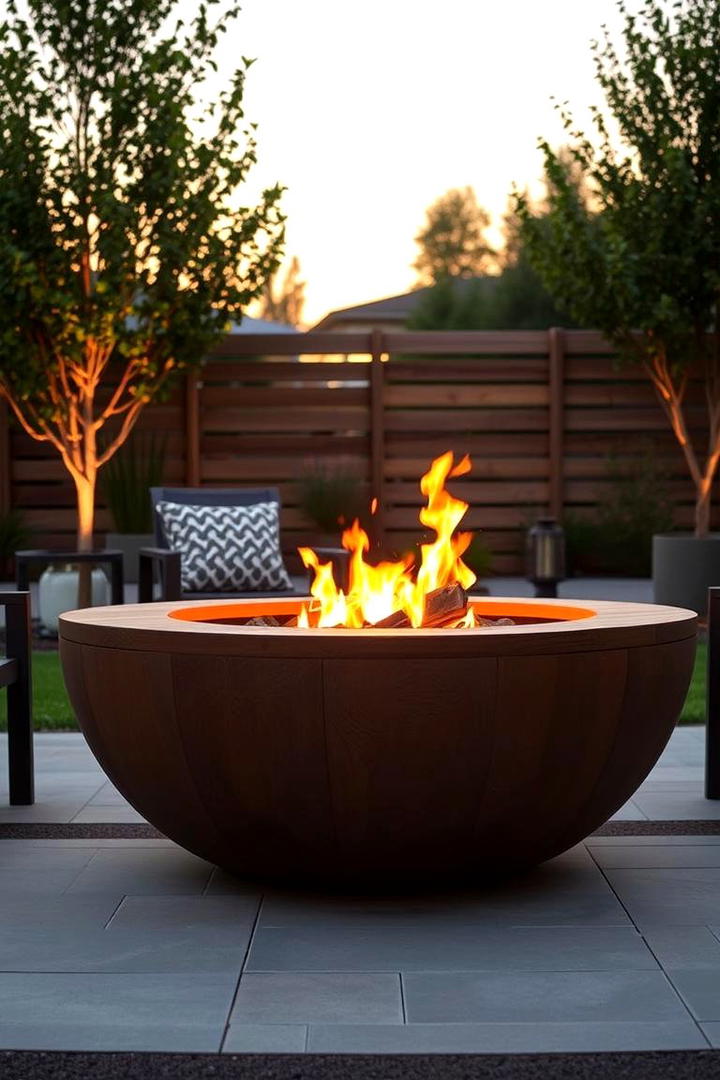 Modern Rustic Fire Pit with Wood Accents - 30 Rustic Fire Pit Ideas