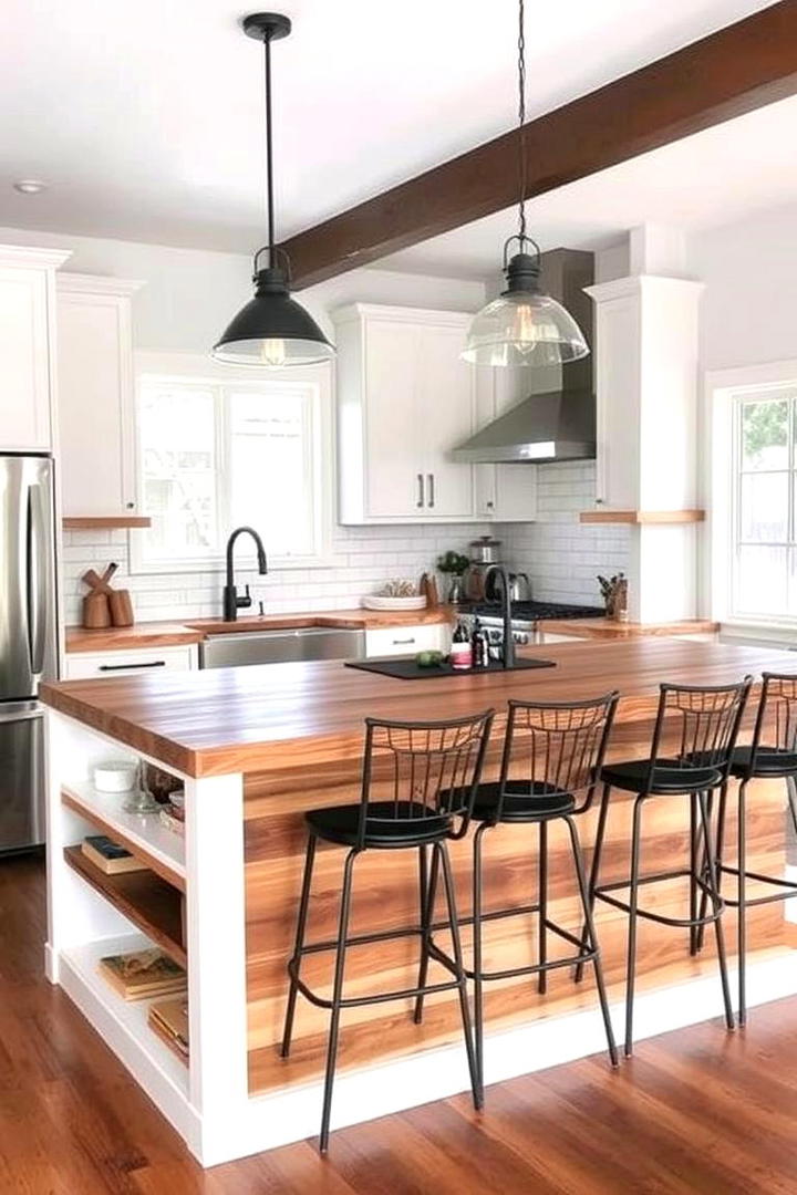 Modern Rustic Kitchen Island - 30 Cabin Kitchen Ideas