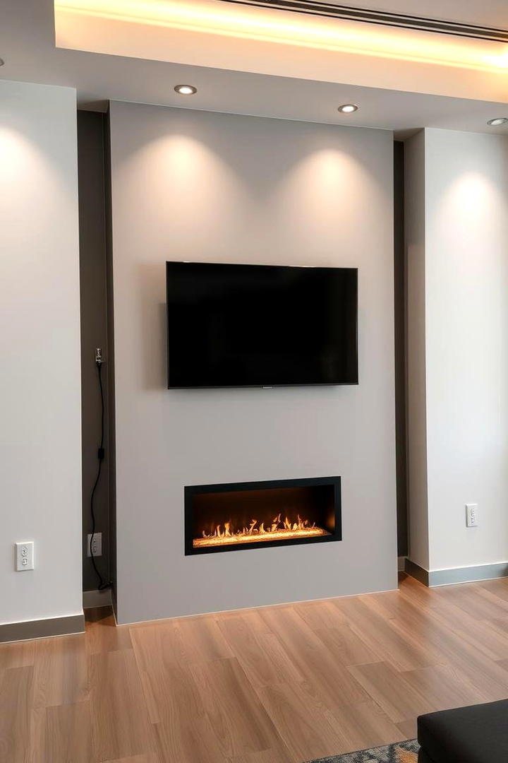 Modern Sleek Electric Fireplace with TV Mount - 30 Electric Fireplace Ideas With Tv Above