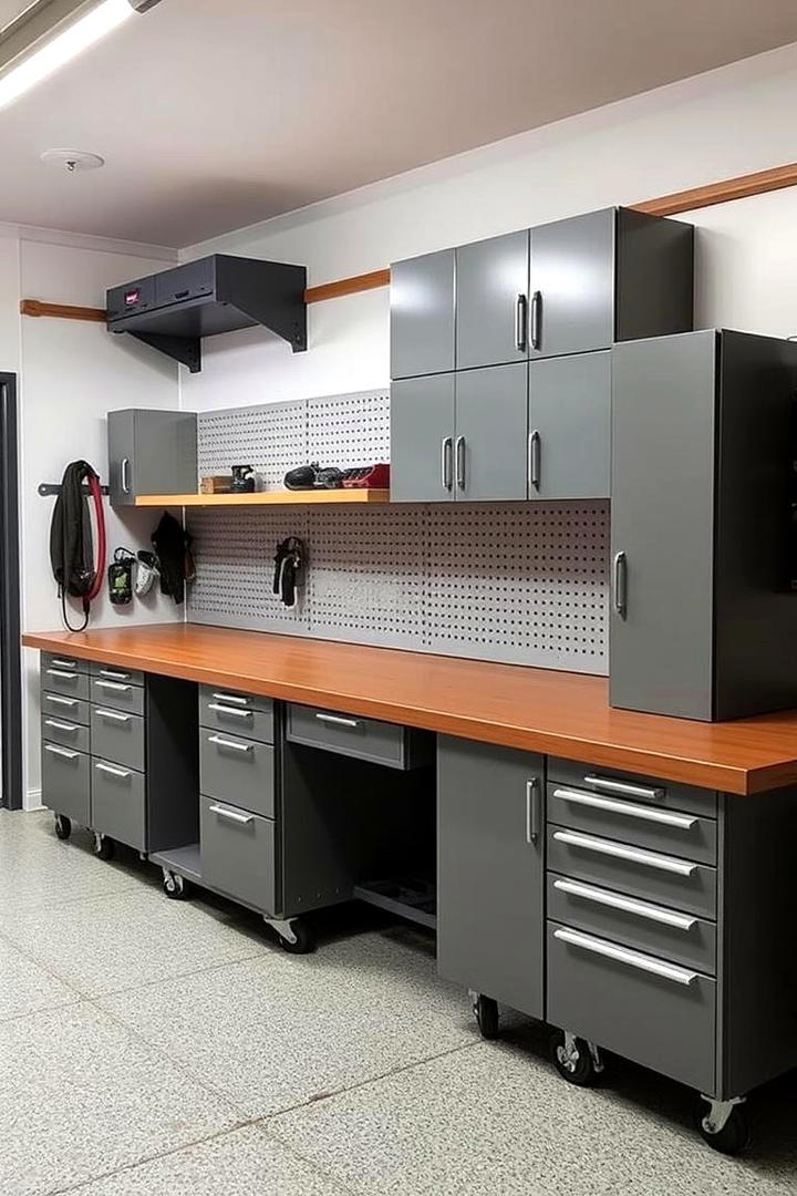 Modular Workbench with Expandable Sections - 30 Garage Workbench Ideas