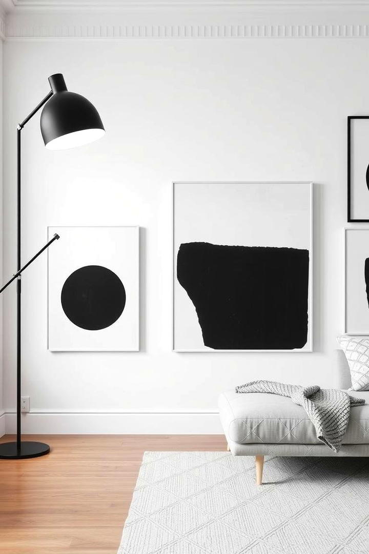 Monochrome Art Display - 21 Neutral Living Room Ideas