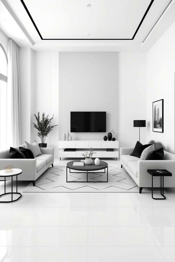 Monochrome Chic Design - 21 Aesthetic Living Room Ideas