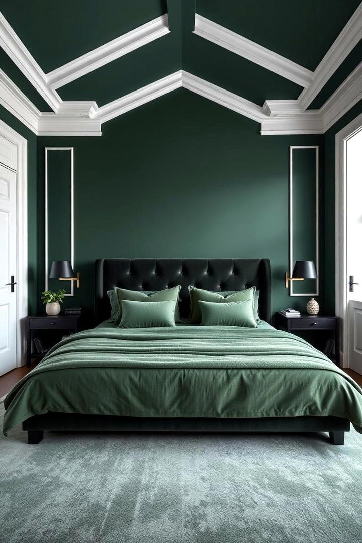 Monochrome Dark Green Palette - 21 Dark Green Bedroom Ideas