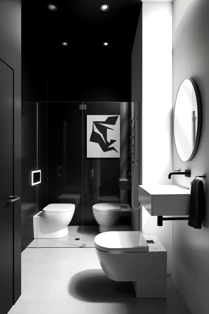 Monochrome Minimalist Haven - 21 Black and White Bathroom Ideas