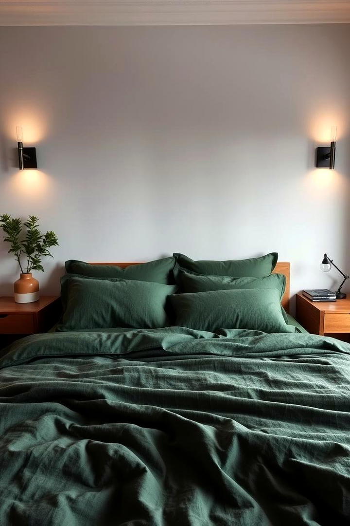 Moody Forest Green Bedding - 21 Dark Green Bedroom Ideas