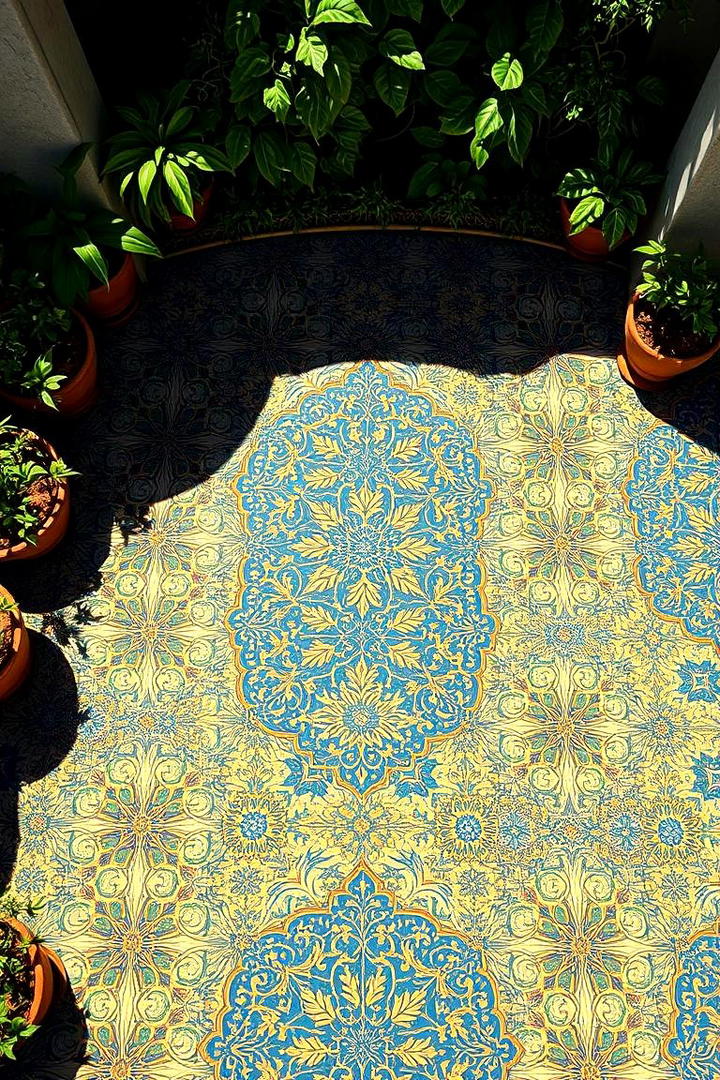 Mosaic Masterpiece - 30 Painted Concrete Patio Ideas