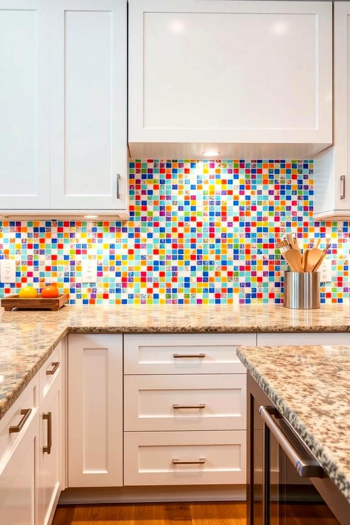 Mosaic Tile Magic - 21 Backsplash Ideas for White Cabinets and Granite Countertops