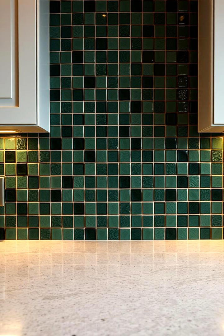 Mosaic of Dark Green Tiles - 21 Dark Green Kitchen Ideas