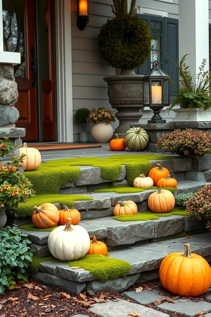 Mossy Stone Accents - 21 Fall Porch Decor Ideas