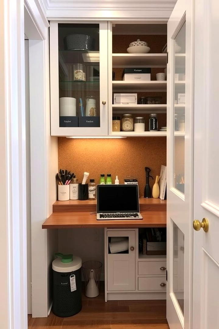 Multi Functional Corner Pantry with Desk - 30 Corner Pantry Ideas