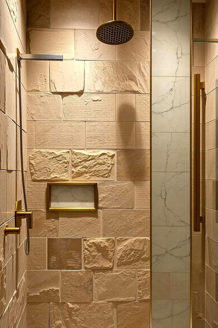 Multi Layered Textured Finishes - 30 Half-wall Shower Ideas