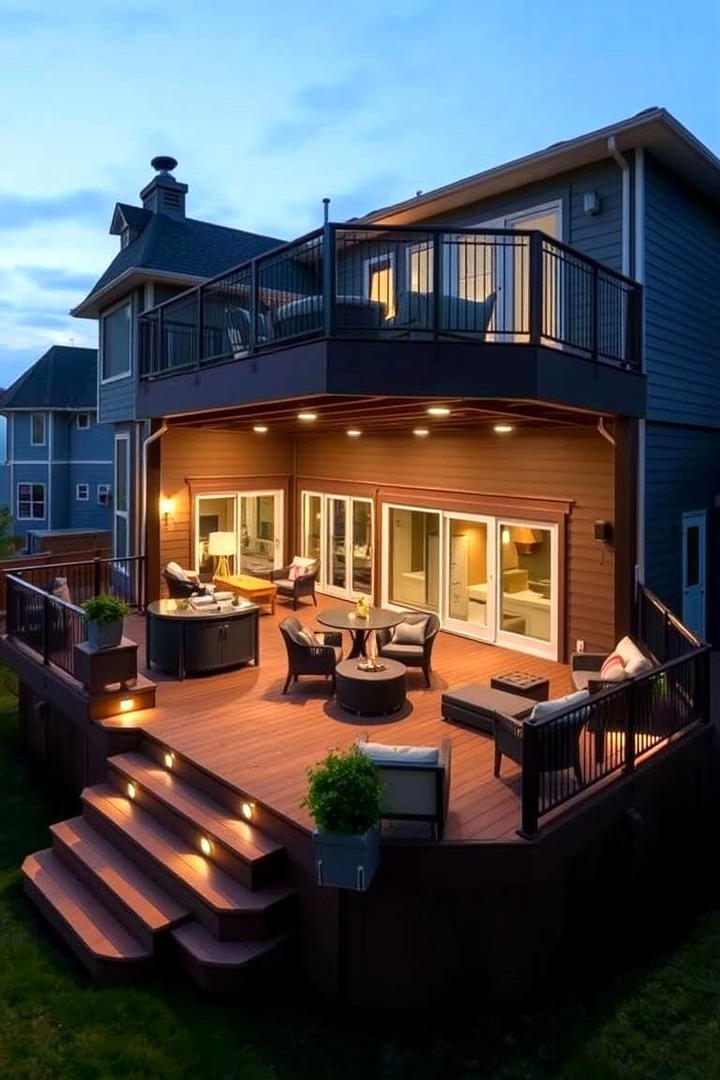 Multi Level Entertaining Deck - 21 Backyard Deck Ideas