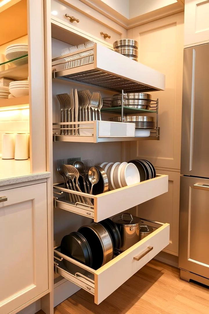 Multi Level Storage Drawers - 21 Kitchen Cabinet Organization Ideas