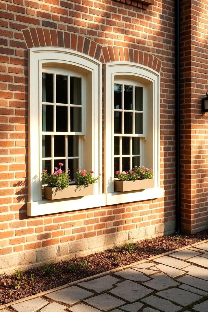 Natural Clay Brick with Elegant Cream Tones - 30 Exterior Brick and Paint Color Combinations