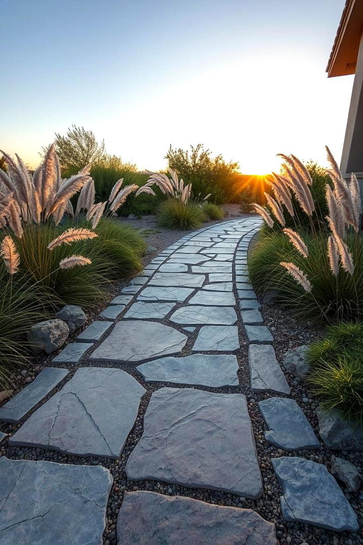 Natural Flagstone Path Border - 30 Stone Garden Edging Ideas