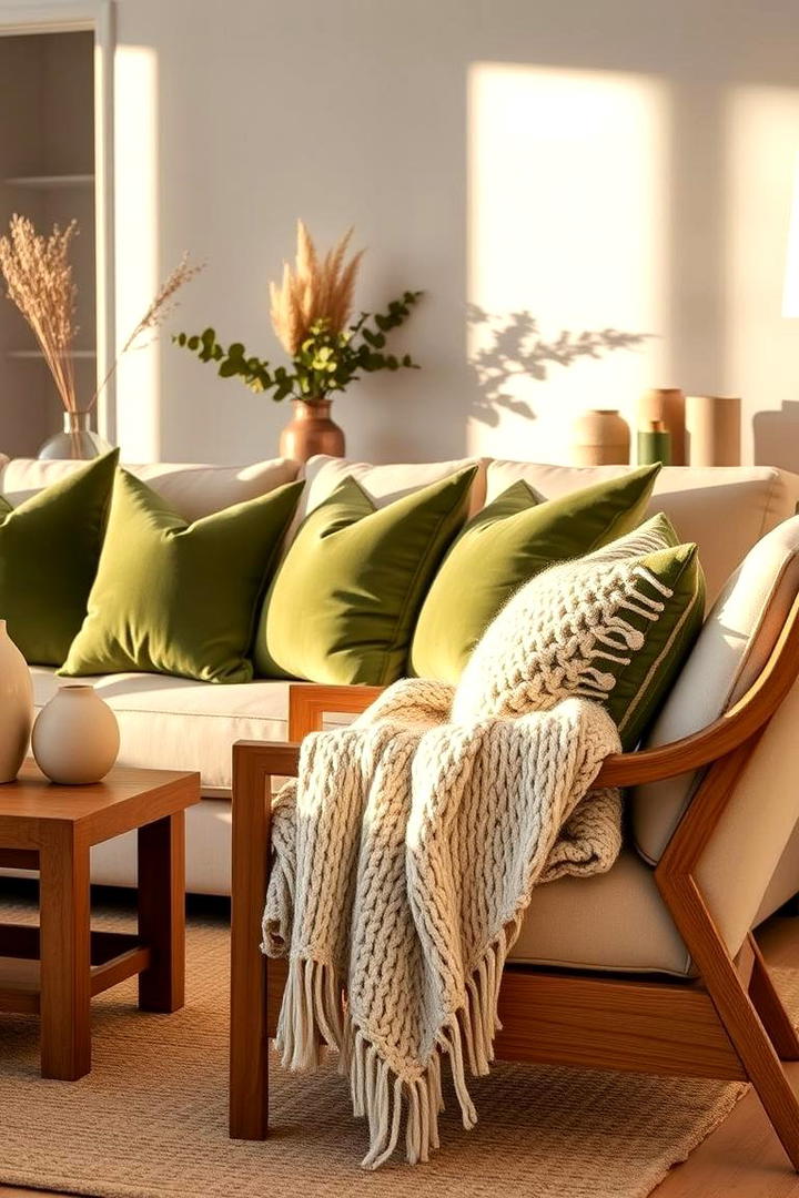 Natural Harmony with Sage Accents - 21 Sage Green Living Room Ideas