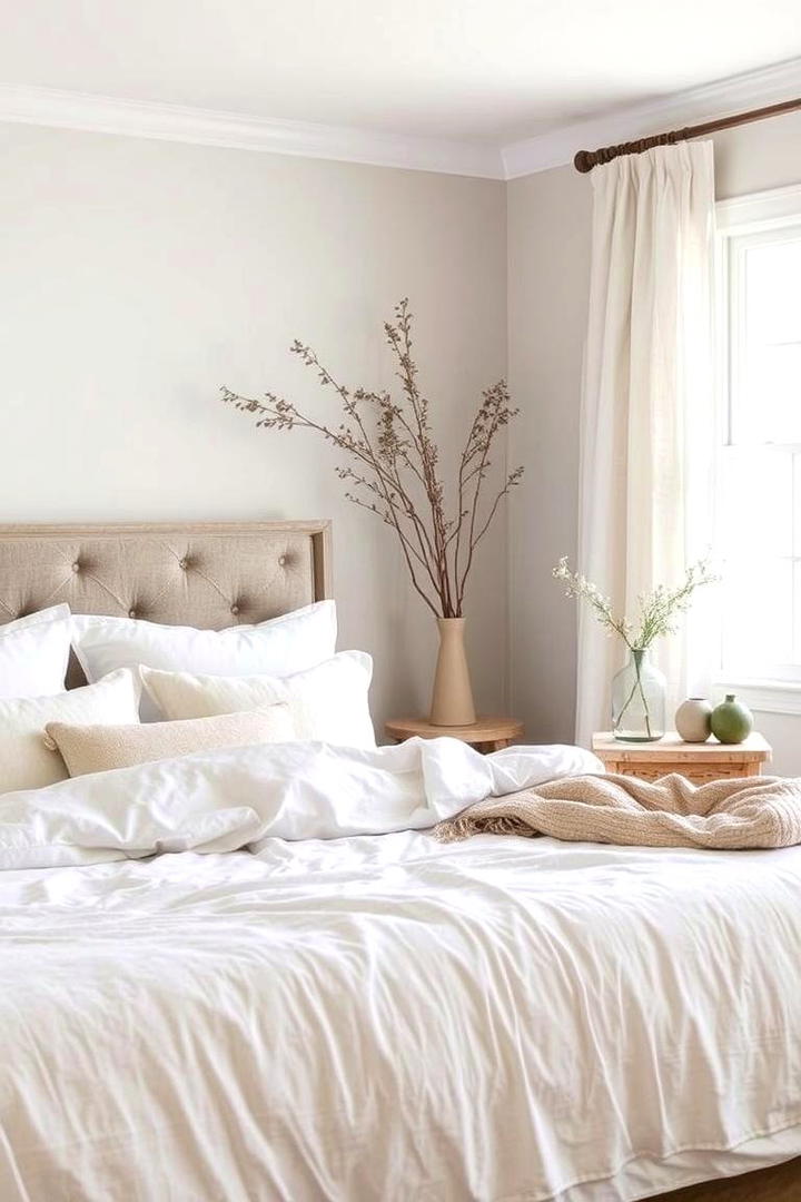 Natural Linen Layers - 21 Farmhouse Bedroom Ideas