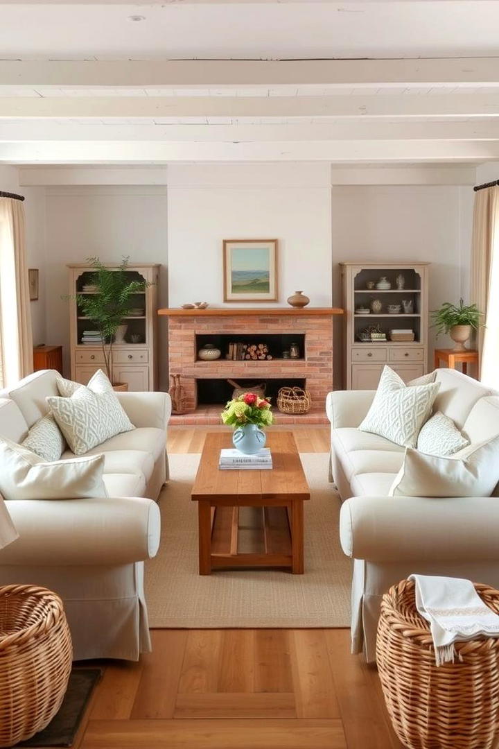 Natural Linen Upholstery - 21 Country Living Room Ideas