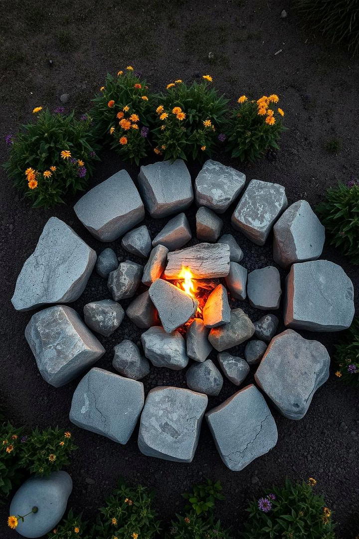 Natural Rock Arrangement Fire Pit - 30 Stone Fire Pit Ideas