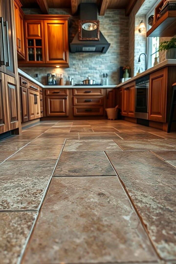 Natural Stone Elegance - 21 Kitchen Floor Tile Ideas