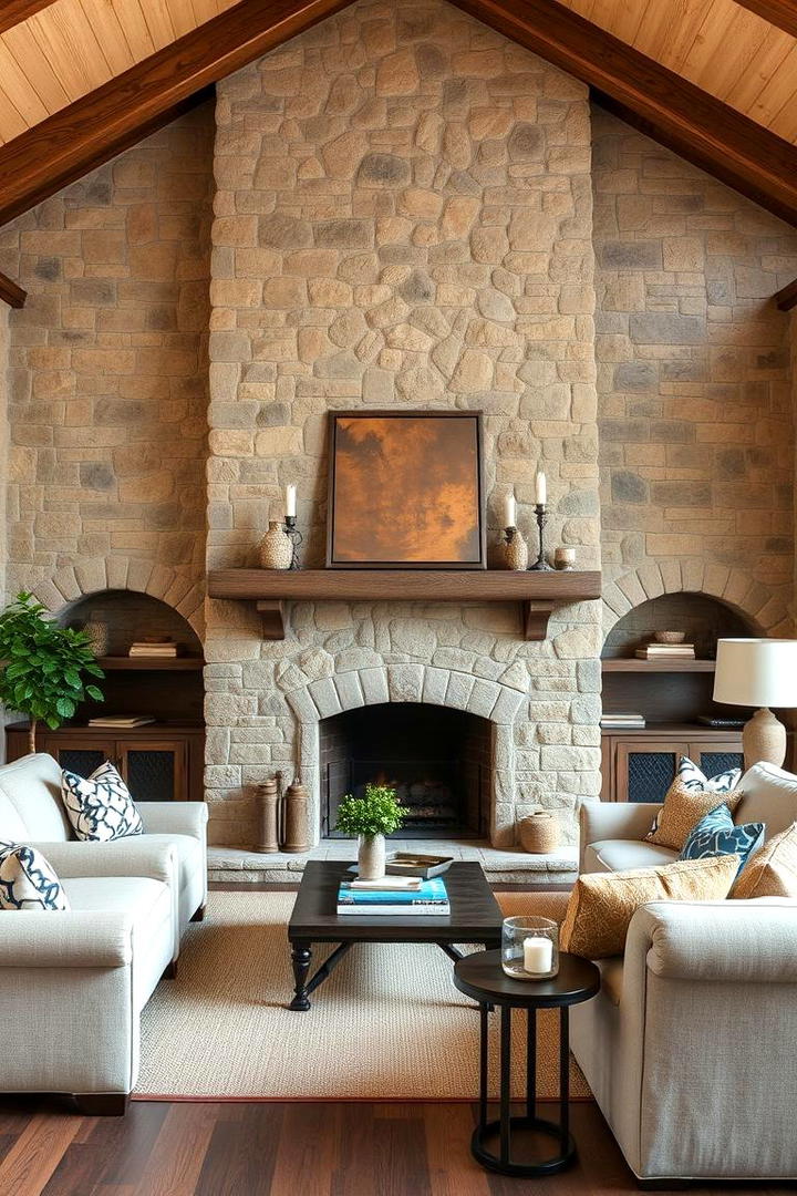 Natural Stone Features - 21 Country Living Room Ideas