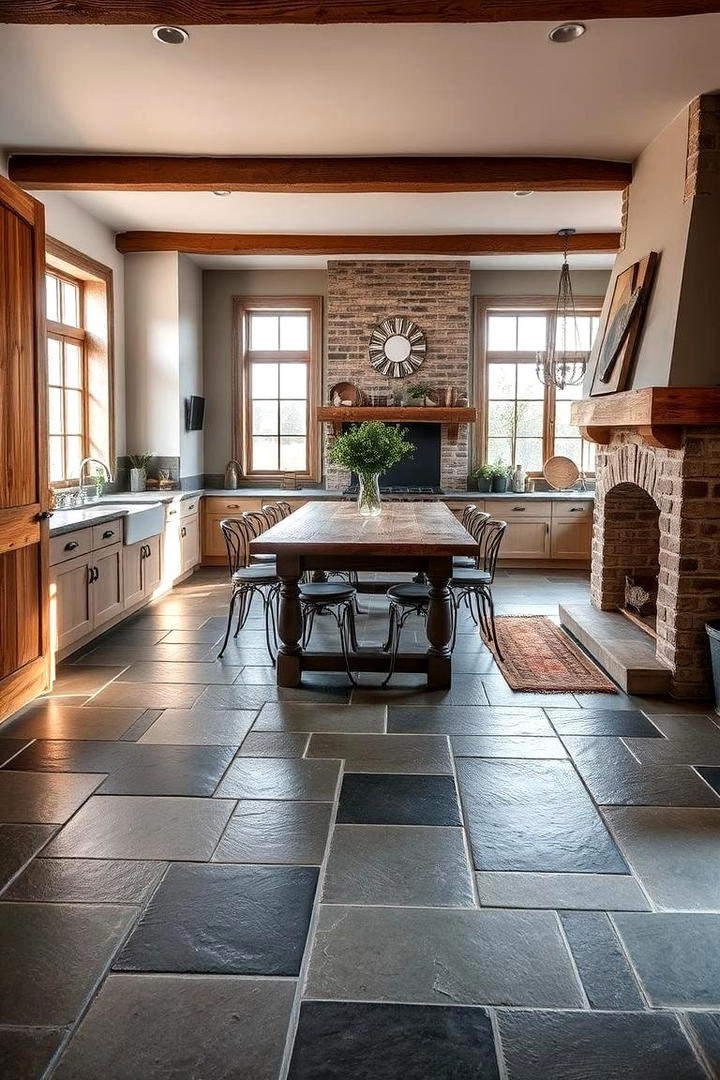 Natural Stone Flooring - 21 Rustic Kitchen Ideas