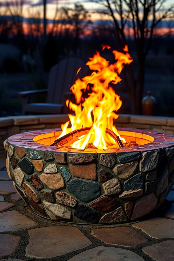 Natural Stone Mosaic Fire Pit - 30 Rustic Fire Pit Ideas