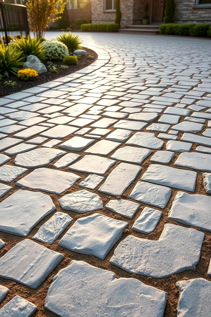 Natural Stone Overlays - 30 Driveway Landscape Ideas