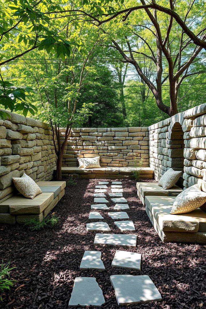 Natural Stone Seating - 21 Front Yard Landscaping Ideas With Rocks and Mulch