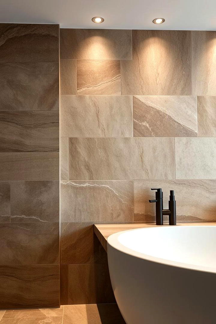 Natural Stone Sophistication - 21 Bathroom Accent Wall Ideas