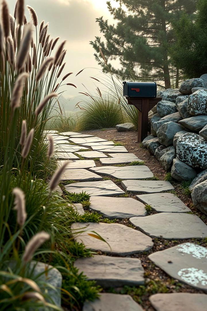 Natural Stone Steps - 30 Mailbox Landscaping Ideas