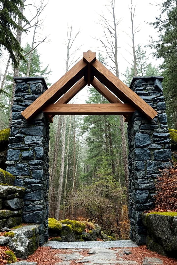 Natural Stone and Timber Arch - 30 Garden Arch Ideas