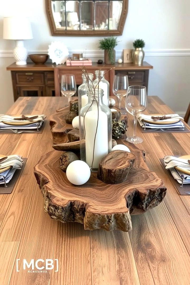 Natural Wood Accent - 21 Dining Table Centerpiece Ideas