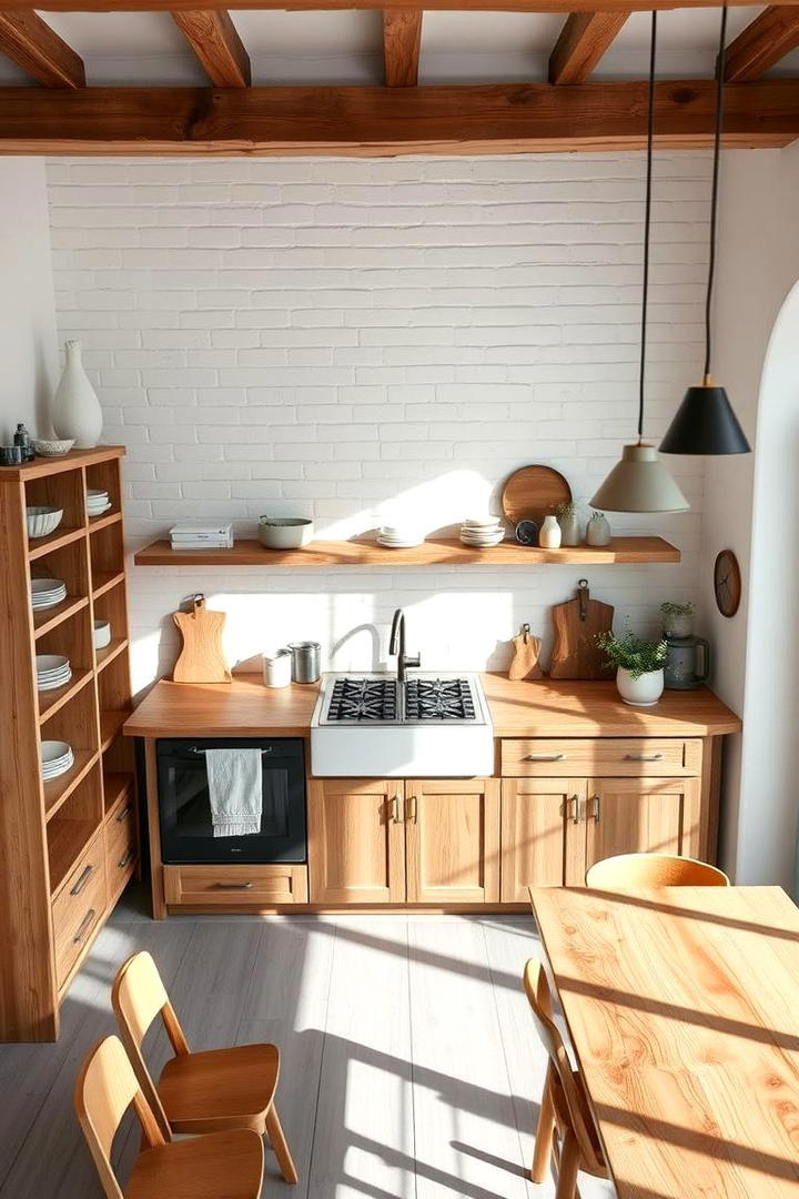 Natural Wood Accents - 30 Scandinavian Kitchen Ideas