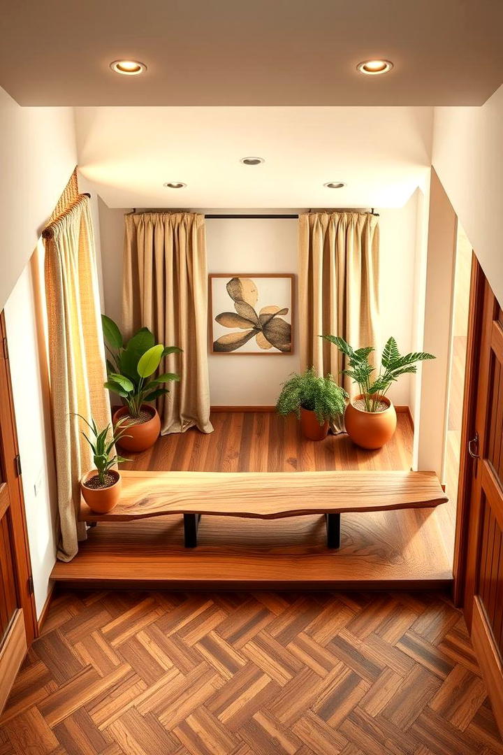 Natural Wood Warmth Landing - 30 Stair Landing Ideas