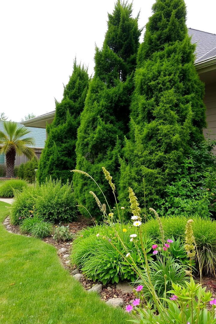 Naturalistic Evergreen Escape - 30 Front Yard Evergreen Landscaping Ideas