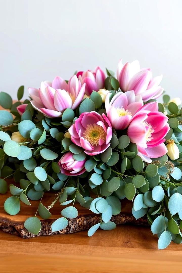 Nature Infused Arrangement with Eucalyptus Sprigs - 30 Rustic Wedding Centerpieces