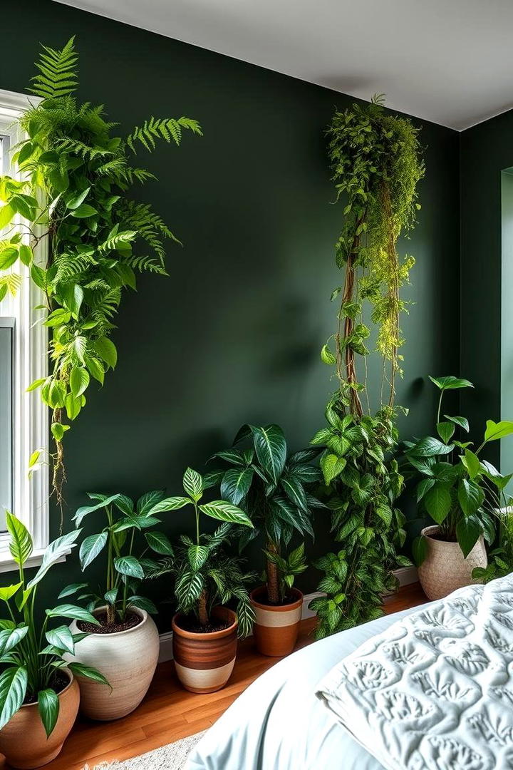 Nature Inspired Dark Green Plants - 21 Dark Green Bedroom Ideas