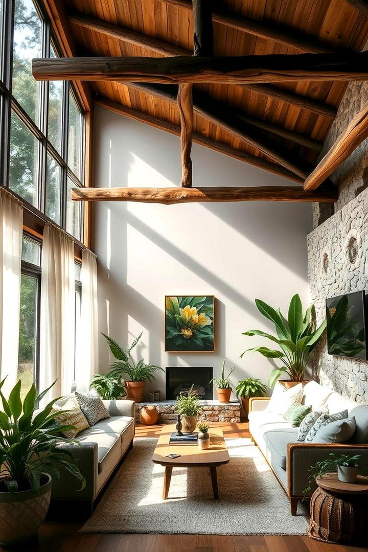 Nature Inspired Decor - 30 Exposed Beam Living Room Ideas