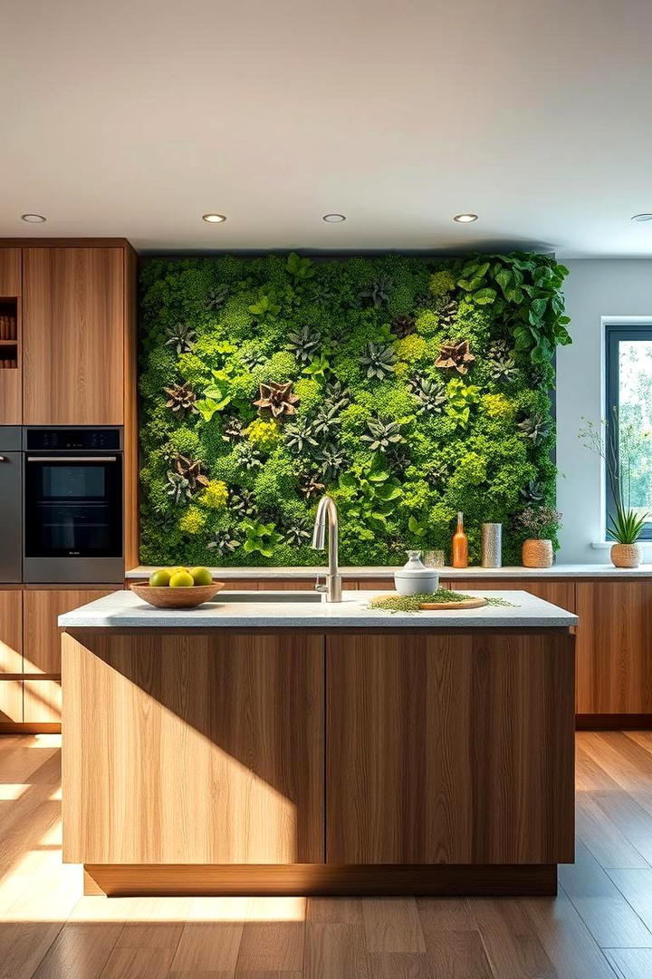 Nature Inspired Green Panels - 21 Kitchen Island Back Panel Ideas