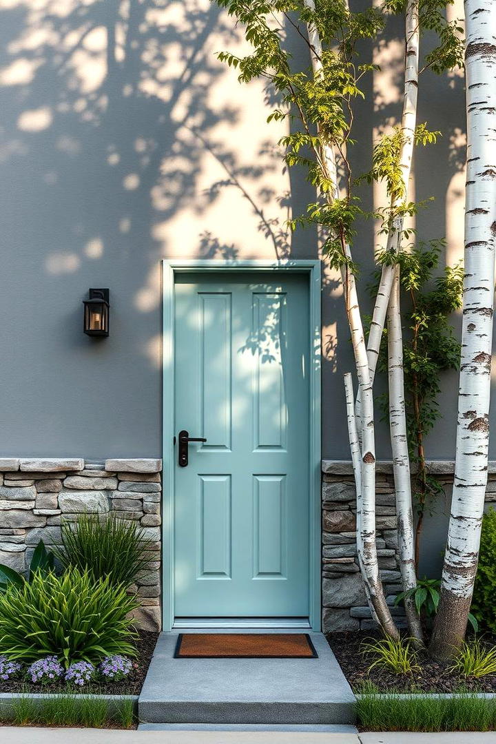 Nature Inspired Motifs - 30 Grey House With Blue Door Ideas