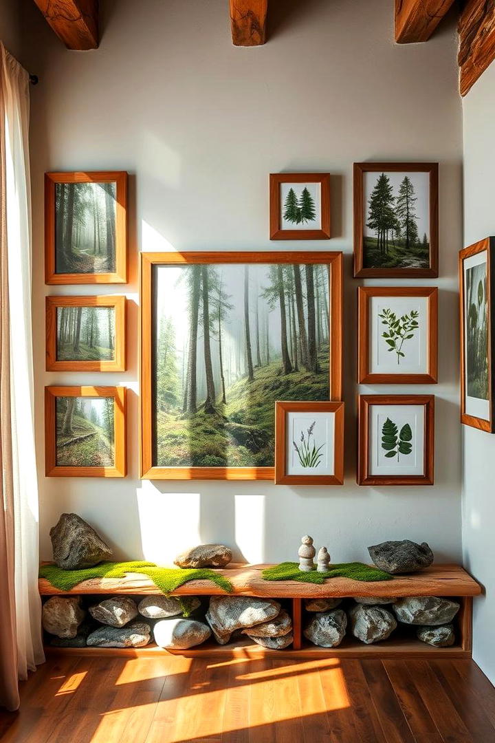 Nature Themed Photo Wall - 21 Photo Wall Ideas