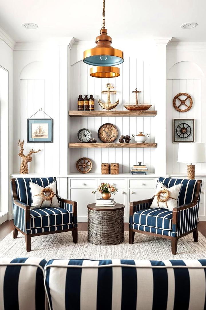 Nautical Accent Styling - 21 Coastal Living Room Ideas