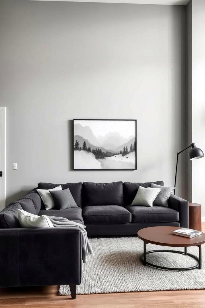 Neutral Backdrop Harmony - 21 dark grey couch living room ideas