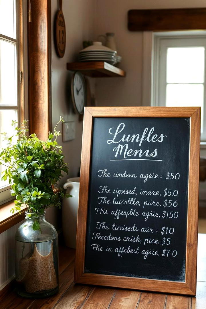 Nostalgic Chalkboard Menu Charm - 30 Cottage Kitchen Ideas