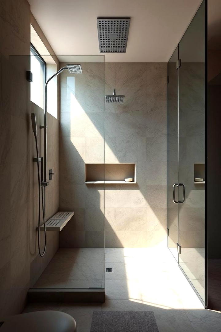 Open Concept Elegance - 30 Doorless Walk In Shower Ideas