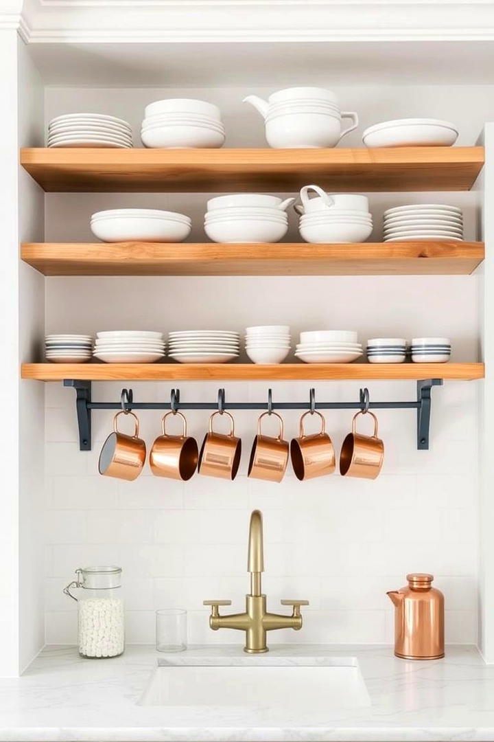 Open Shelf Organization - 30 Kitchens Without Upper Cabinets