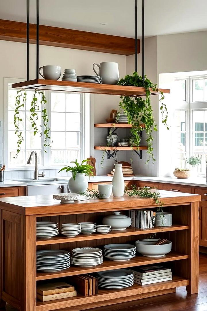 Open Shelving Display - 30 kitchen island decor ideas